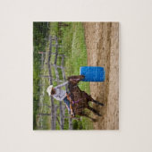 Cowgirl op paardenrennen legpuzzel (Verticaal)