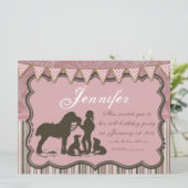 Cowgirl op roze kaart (Staand voorkant)