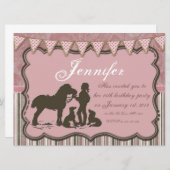 Cowgirl op roze kaart (Voorkant / Achterkant)