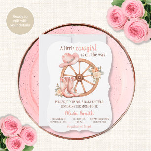 Cowgirl op weg baby shower uitnodiging