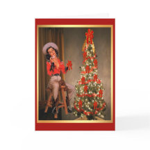  cowgirl op zadel met kerstboom