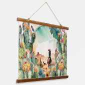 Cowgirl outride waterverf desert cactus decor hangend wandkleed (Gebogen)