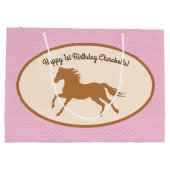 Cowgirl over Pony Cute 1st Birthday Party Theme Groot Cadeauzakje (Achterkant)
