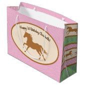 Cowgirl over Pony Cute 1st Birthday Party Theme Groot Cadeauzakje (Achterkant Gekanteld)