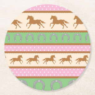 Cowgirl over Pony Cute 1st Birthday Party Theme Ronde Kartonnen Onderzetter