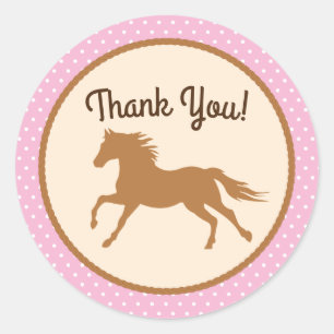 Cowgirl over Pony Cute 1st Birthday Party Theme Ronde Sticker