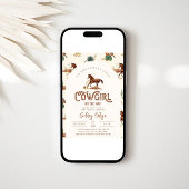 Cowgirl Paard Baby shower Invitation Kaart
