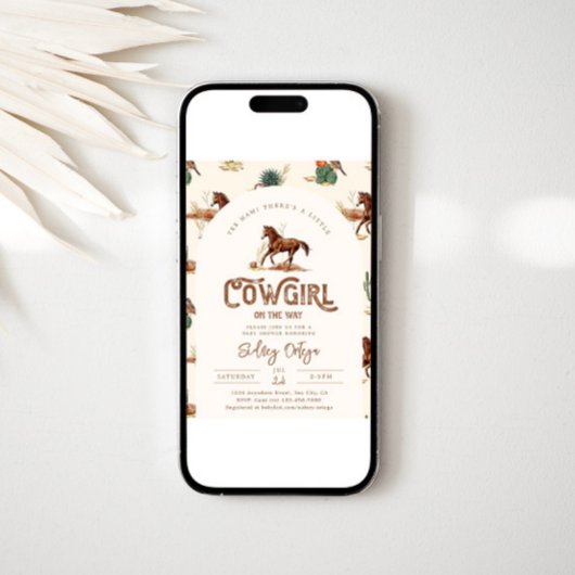 Cowgirl Paard Baby shower Invitation Kaart