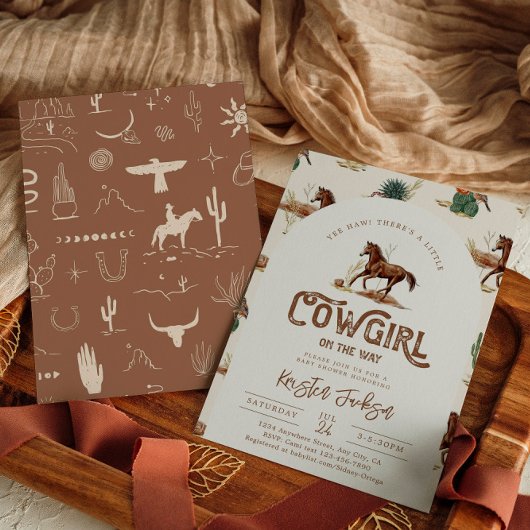 Cowgirl Paard Baby shower Invitation Kaart
