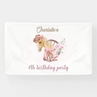 Cowgirl Paard Bloem Westerse Verjaardag Spandoek