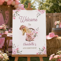 Cowgirl Paard Bloem Westerse Verjaardag welkomstbo