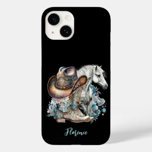 Cowgirl paard cowboylaarzen pet bloemig western Case-Mate iPhone 14 hoesje