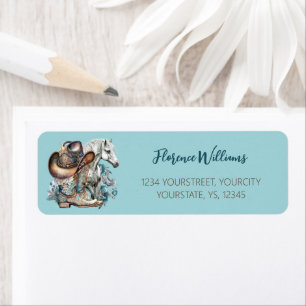 Cowgirl paard cowboylaarzen pet bloemig western etiket