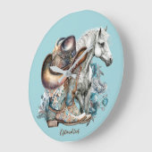 Cowgirl paard cowboylaarzen pet bloemig western grote klok (Hoek)