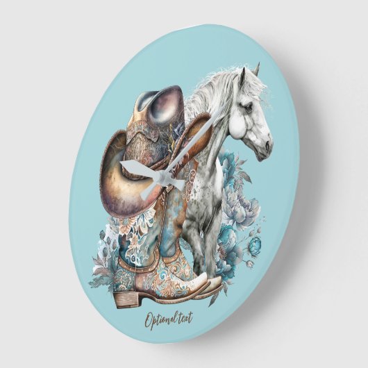 Cowgirl paard cowboylaarzen pet bloemig western grote klok (Hoek)