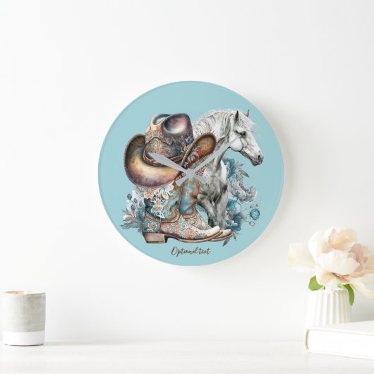 Cowgirl paard cowboylaarzen pet bloemig western grote klok (Huis)