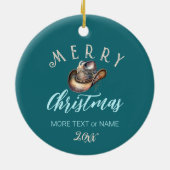 Cowgirl paard cowboylaarzen pet bloemig western keramisch ornament (Achterkant)