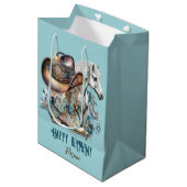 Cowgirl paard cowboylaarzen pet bloemig western medium cadeauzakje (Voorkant Gekanteld)