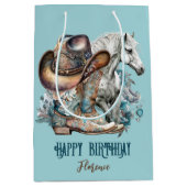 Cowgirl paard cowboylaarzen pet bloemig western medium cadeauzakje (Voorkant)