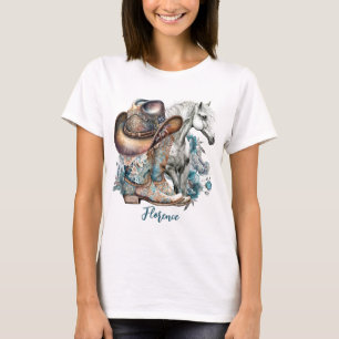 Cowgirl paard cowboylaarzen pet bloemig western t-shirt