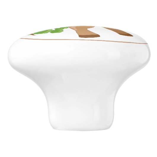 Cowgirl Paard en Cactus Keramische Knop (Zijkant)