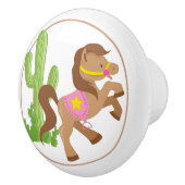 Cowgirl Paard en Cactus Keramische Knop (Rechts)