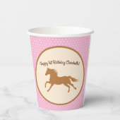 Cowgirl Paard Pony Schattige 1e Verjaardagsfeest K Papieren Bekers (Achterkant)