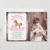 Cowgirl, Paard Verjaardag Uitnodiging met Foto (Voorkant)