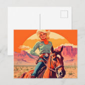  cowgirl paardrijden briefkaart (Voorkant / Achterkant)