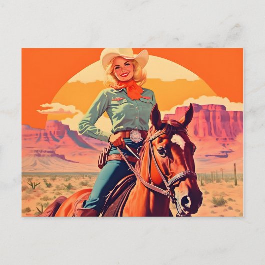 cowgirl paardrijden briefkaart (Voorkant)