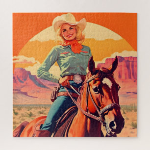  cowgirl paardrijden legpuzzel