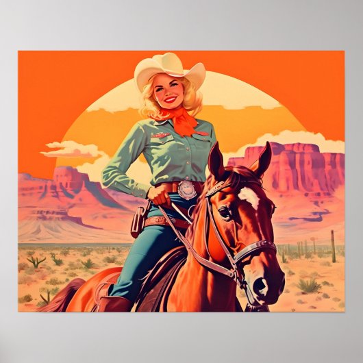cowgirl paardrijden poster (Voorkant)