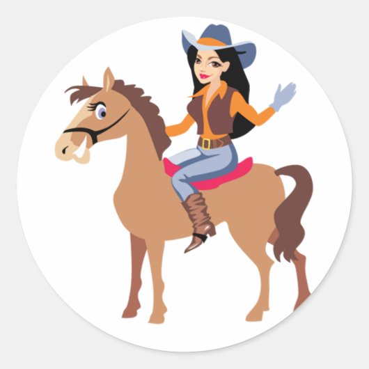 Cowgirl paardrijden Stickers (Voorkant)