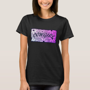 Cowgirl Paarse Blue Flowers Curved Text T-shirt