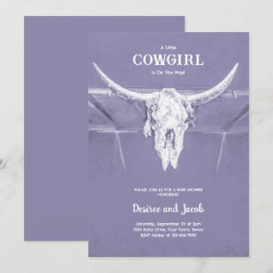 Cowgirl Paarse Western Country Baby Shower Kaart