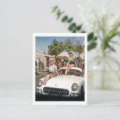 Cowgirl, parade, auto, kleurrijk, Retro Briefkaart (Staand voorkant)