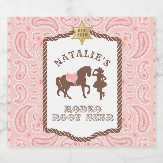Cowgirl Party | Etiket op rodeo-wortelbier (Enkel label)