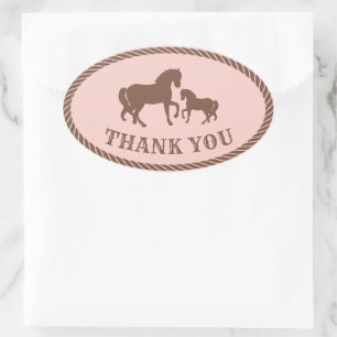 Cowgirl Party   Paarden   Dank u Oval Sticker