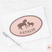 Cowgirl Party | Paarden | Gepersonaliseerd Ovale Sticker (Envelop)