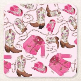 cowgirl patroon stijl kartonnen onderzetters