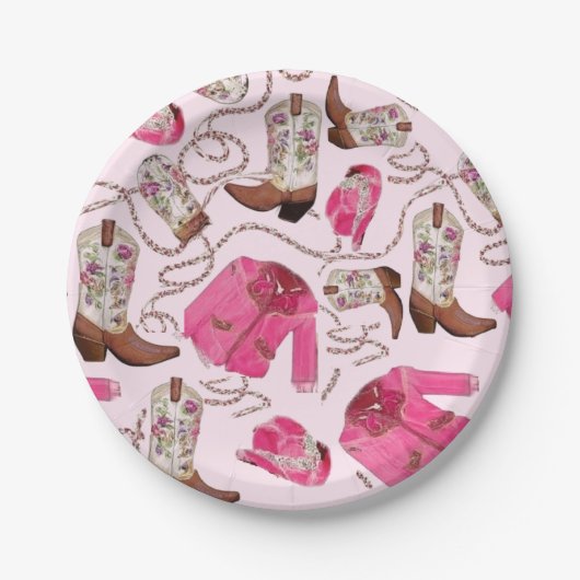 cowgirl patroon stijl papieren bordje (Voorkant)