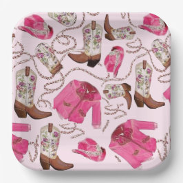 cowgirl patroon stijl papieren bordje