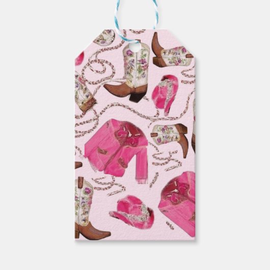 cowgirl pattern style cadeaulabel (Voorkant)