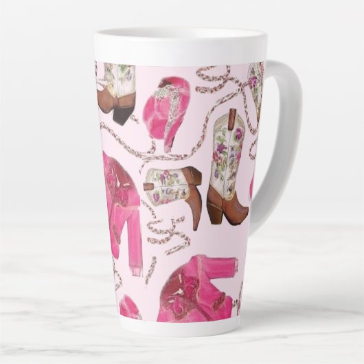 cowgirl pattern style latte mok (Rechterhoek)