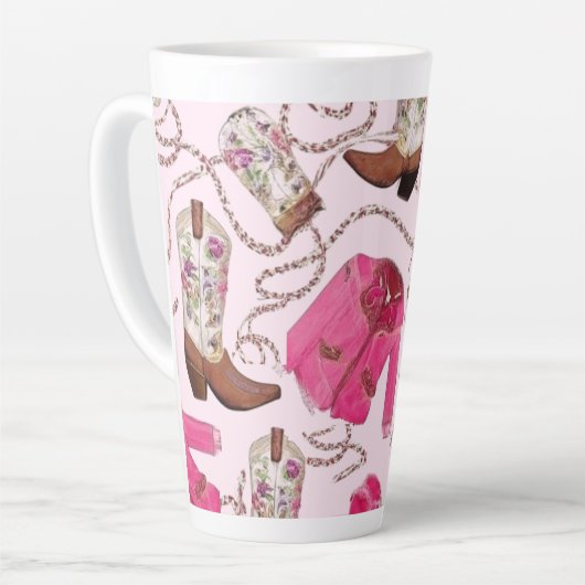 cowgirl pattern style latte mok (Linkerhoek)