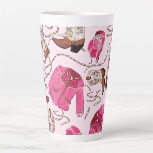 cowgirl pattern style latte mok (Voorkant)