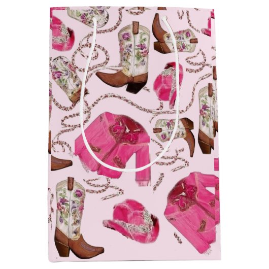 cowgirl pattern style medium cadeauzakje (Voorkant)