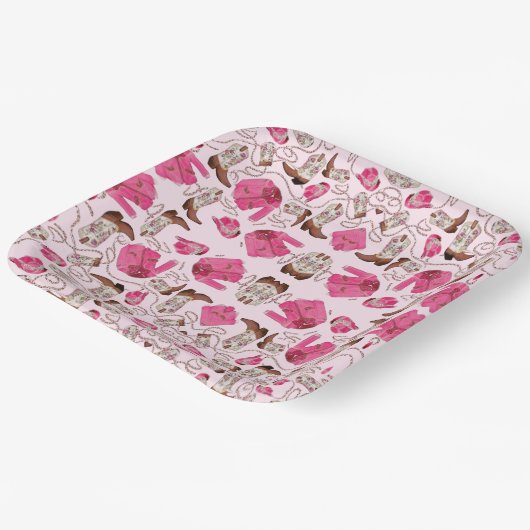 cowgirl pattern style papieren bordje (Gebogen)