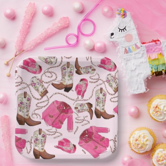cowgirl pattern style papieren bordje (Feest)