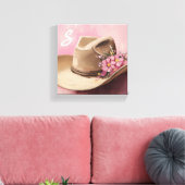 Cowgirl Pet Canvas met Roze Wildflowers Monogram (Insitu (Woonkamer))
